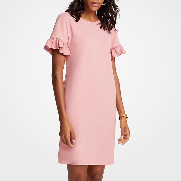 Ann Taylor Ruffle Sleeve Shift Dress 